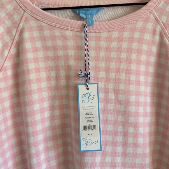 Draper James Pink Checkered Sweatshirt - Size 2X (NWT) - Picture 3 of 9
